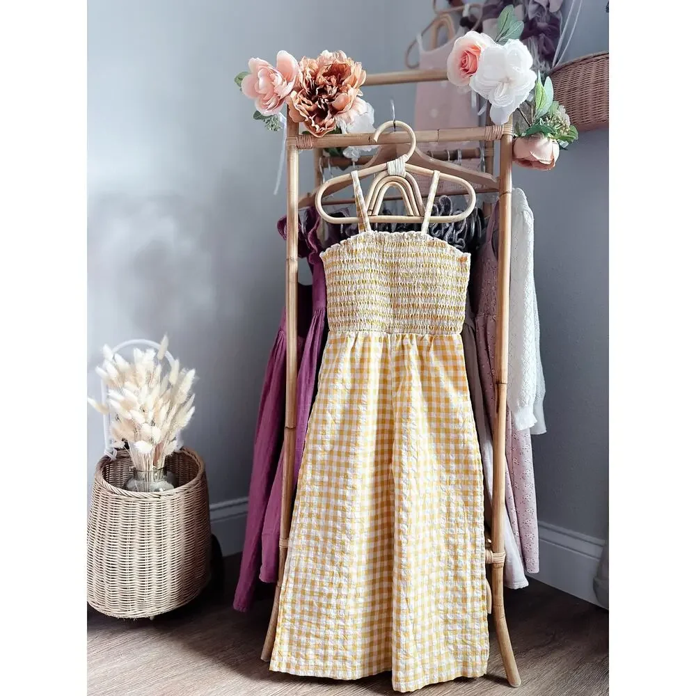 Sunlight Filtering Through Orchard Trees Golden Gingham Pants Romper 5T